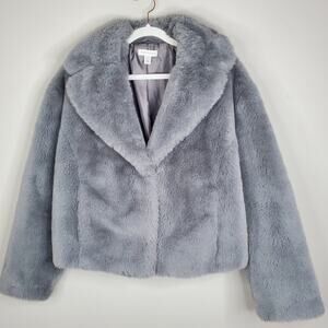 Topshop baddie faux fur jacket in gray